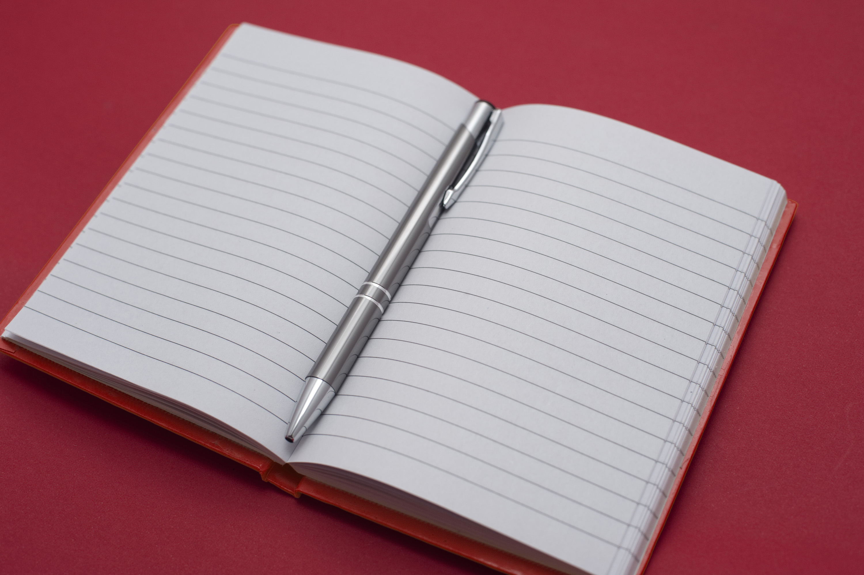 Open Notebook With A Ballpoint Pen In The Center